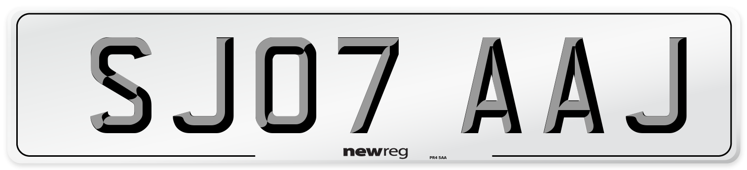 SJ07 AAJ Number Plate from New Reg
